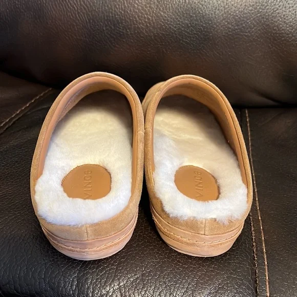 Vince men's porter suede shearling lined slip on fur loafers